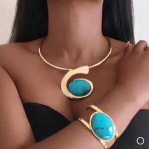Statement Blue Necklace & Bracelet Set