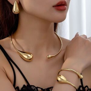 Fashion Jewelry 1 Set, Water Droplet, Collar Bracelet Earring Set