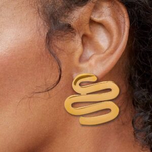 18K Gold Plated Serpentine Shaped Minimalist Smooth Stainless Steel Hoop Earrings Exquisite Jewelry for Women
