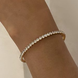 18k Gold Stainless Steel White Zircon Full Zircon Bracelet Glamorous Sparkling Finish Fashionable Bangles